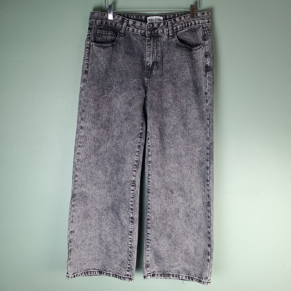 Disclosure Womens Faded Black Wide Leg Denim Jeans Size 31